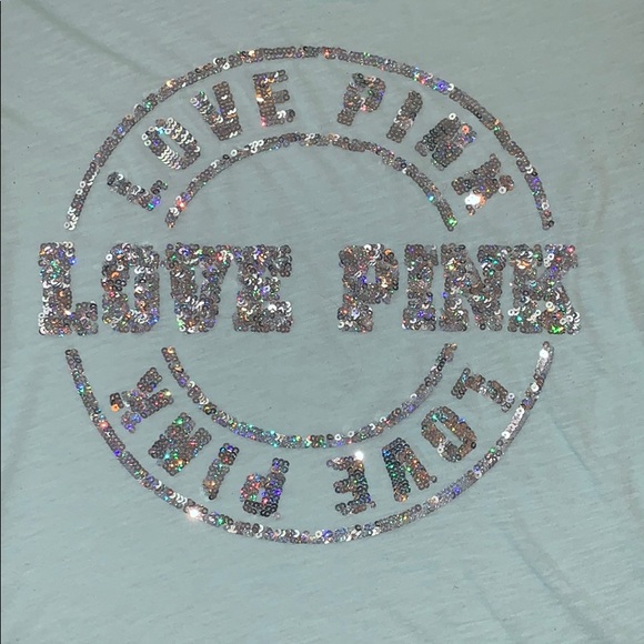 Victoria’s Secret Pink Bling Teal Tee-Large - Picture 2 of 7